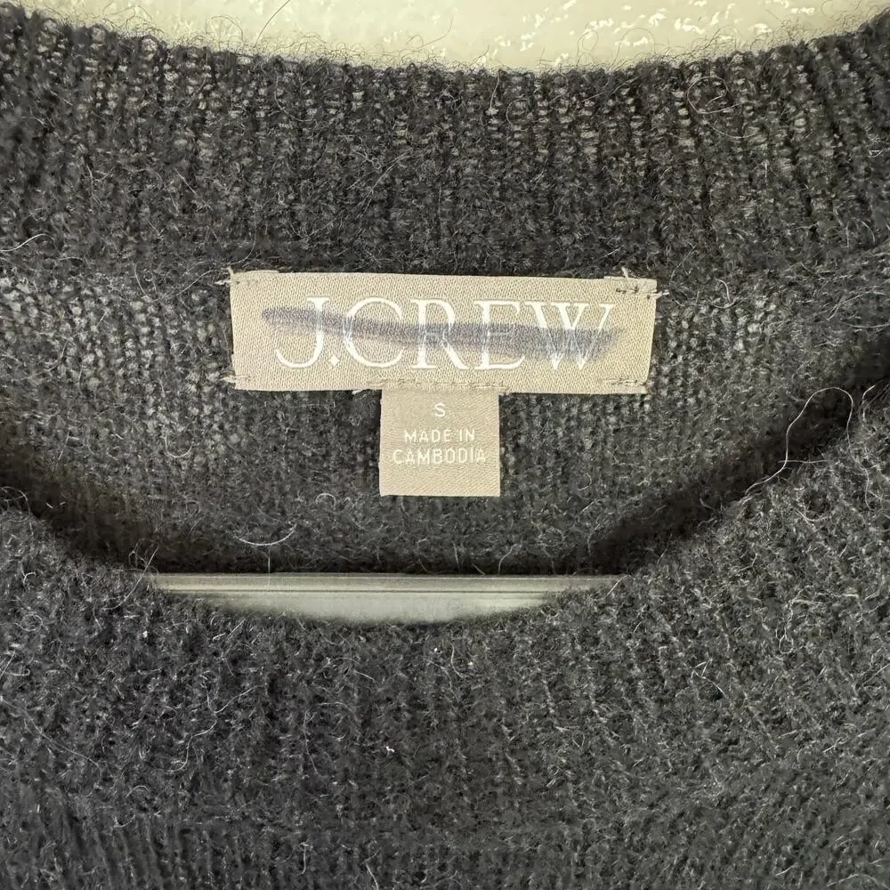 J.Crew Alpaca-Blend Oversized Sweater T-Shirt SZ S Black Short Sleeve Crew Neck